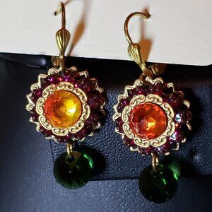 NWT Clara Beau Mosaic Drop Earrings - Swarovski Crystal Art Nouveau Boho